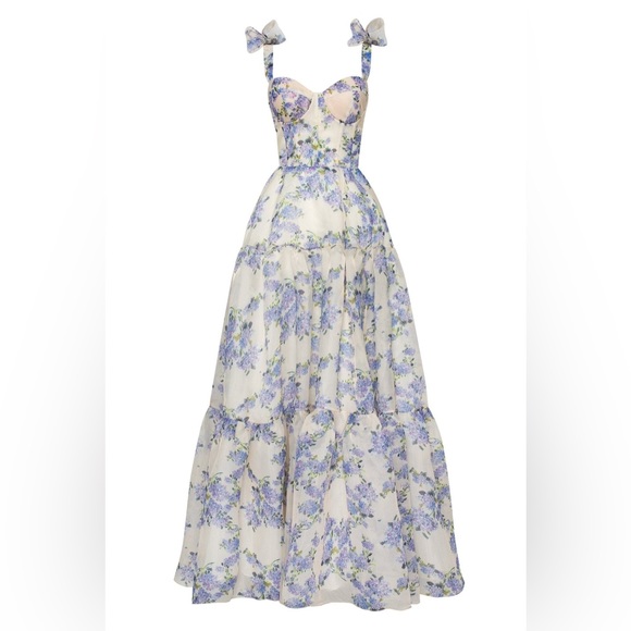 Hydrangea Tender floral maxi tie-strap dress - Picture 5 of 15